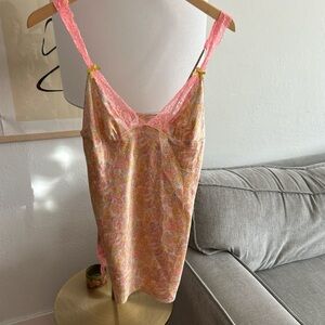 Vintage Victoria Secret pink Fairy Y2K Dainty Lace Satin Boho Babydoll Dress M